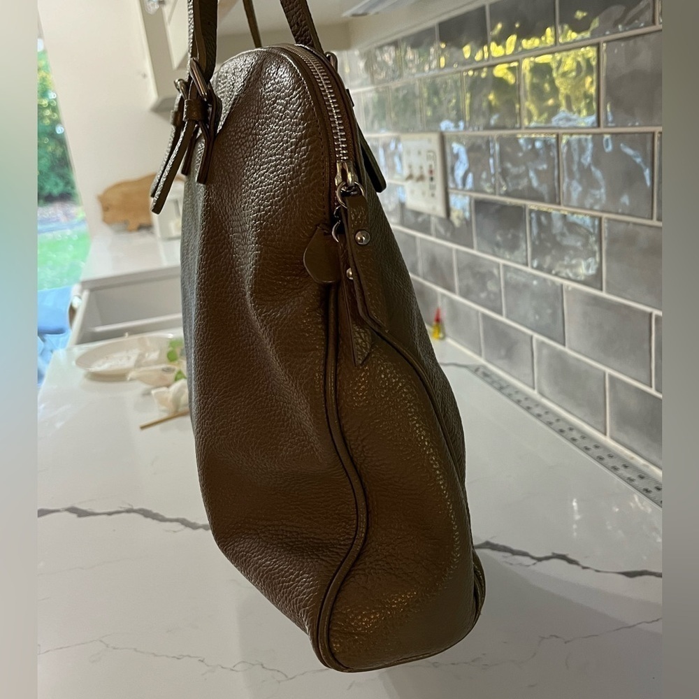 Valentina Italia Olive Pebbled Leather Shoulder Tote Bag Contemporary Minimalist - Picture 5 of 14